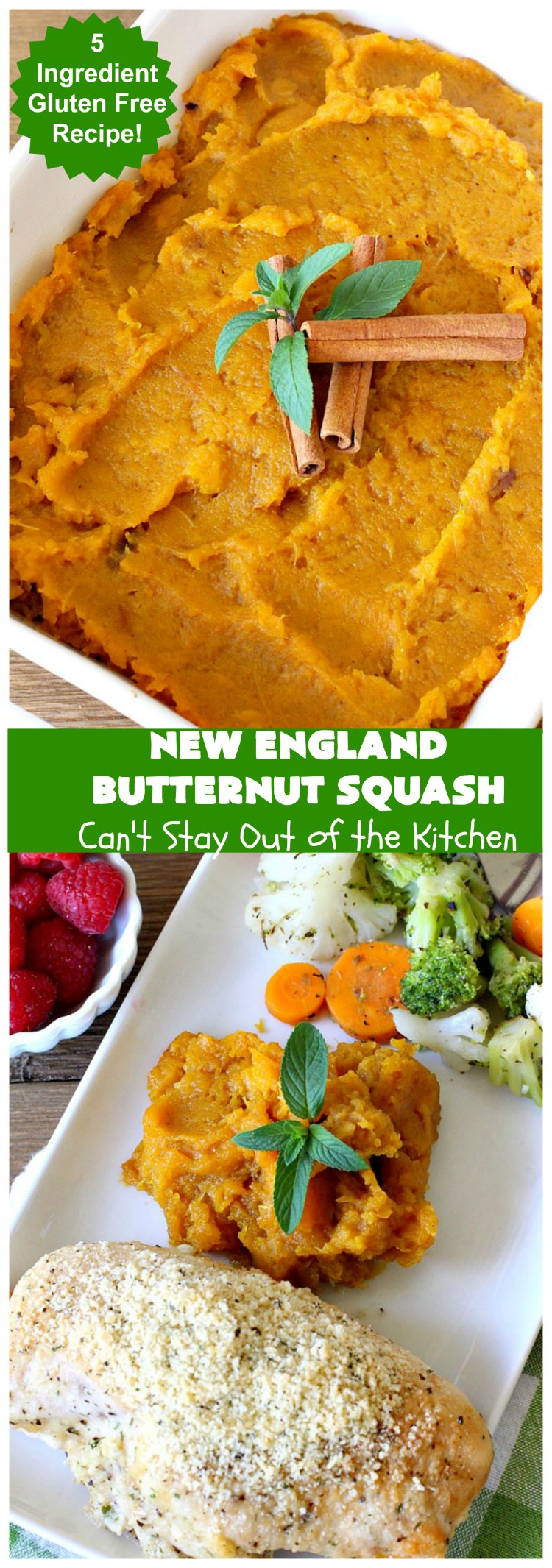 New England Butternut Squash | Can't Stay Out of the Kitchen | this delightful 5-ingredient #recipe is perfect for company, #holiday or family dinners. It's seasoned with #cinnamon & #MapleSyrup & so delicious. #veggie #GlutenFree #NewEngland #NewEnglandButternutSquash #squash #ButternutSquash