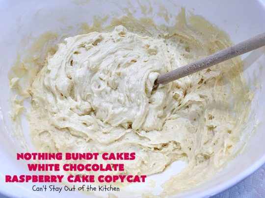 Nothing Bundt Cakes White Chocolate Raspberry Cake Copycat | Can't Stay Out of the Kitchen | this spectacular #CopycatRecipe will rock your world! #WhiteChocolate & #RaspberryPieFilling combined with #CreamCheese frosting make this a #dessert you won't be able to resist! #NothingBundtCakes #cake #holiday #ChocolateDessert #RaspberryDessert #HolidayDessert #NothingBundtCakesWhiteChocolateRaspberryCakeCopycat #recipe #copycat