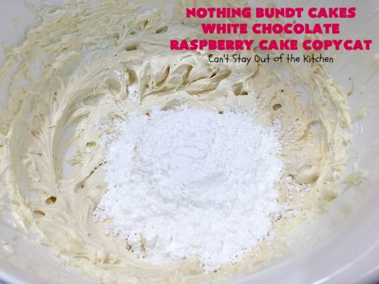 Nothing Bundt Cakes White Chocolate Raspberry Cake Copycat | Can't Stay Out of the Kitchen | this spectacular #CopycatRecipe will rock your world! #WhiteChocolate & #RaspberryPieFilling combined with #CreamCheese frosting make this a #dessert you won't be able to resist! #NothingBundtCakes #cake #holiday #ChocolateDessert #RaspberryDessert #HolidayDessert #NothingBundtCakesWhiteChocolateRaspberryCakeCopycat #recipe #copycat