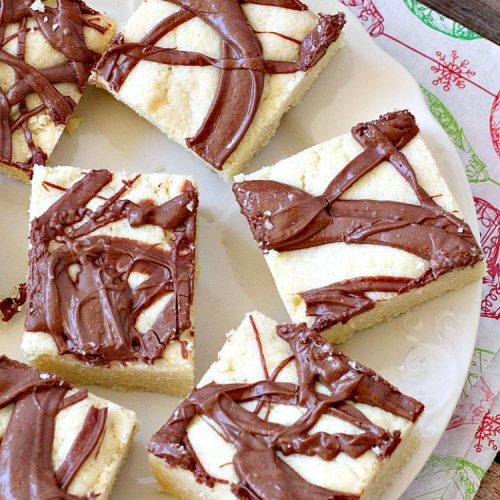 Nutella Blondies | Can't Stay Out of the Kitchen | These lovely shortbread #cookies have #Nutella swirled on top for a delicious #chocolate & #hazelnut flavor. #dessert