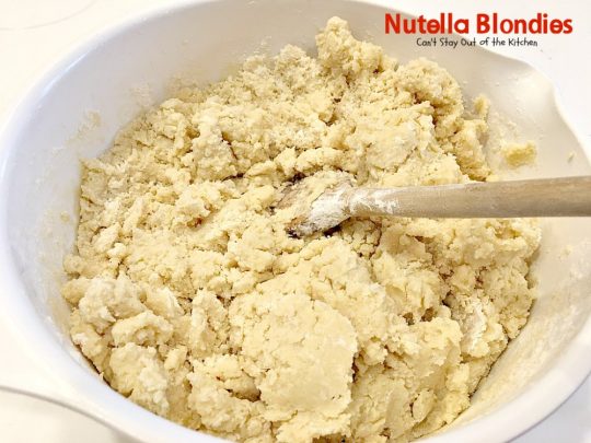 Nutella Blondies | Can't Stay Out of the Kitchen | These lovely shortbread #cookies have #Nutella swirled on top for a delicious #chocolate & #hazelnut flavor. #dessert