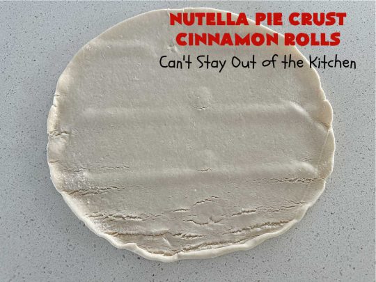Nutella Pie Crust Cinnamon Rolls | Can't Stay Out of the Kitchen | Enjoy the wonderful flavors of #Nutella & #cinnamon spread on #PieCrust in this easy, #4Ingredient #recipe. Great #breakfast or #brunch #entree for company or #holidays. Or surprise everyone with these #CinnamonRolls at #tailgating parties & #potlucks. Everyone will want seconds! #PieCrustCinnamonRolls #chocolate #NutellaPieCrustCinnamonRolls