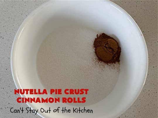 Nutella Pie Crust Cinnamon Rolls | Can't Stay Out of the Kitchen | Enjoy the wonderful flavors of #Nutella & #cinnamon spread on #PieCrust in this easy, #4Ingredient #recipe. Great #breakfast or #brunch #entree for company or #holidays. Or surprise everyone with these #CinnamonRolls at #tailgating parties & #potlucks. Everyone will want seconds! #PieCrustCinnamonRolls #chocolate #NutellaPieCrustCinnamonRolls