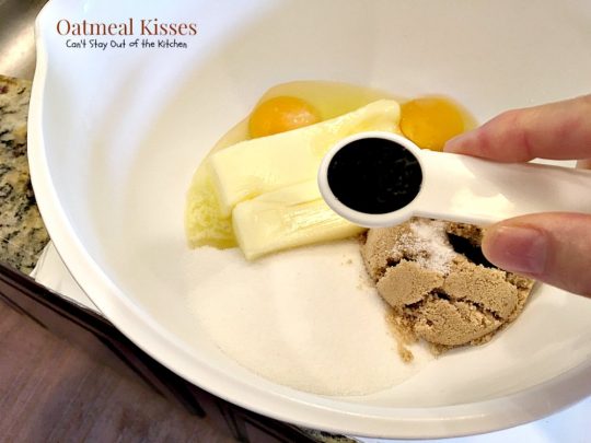 Oatmeal Kisses | Can't Stay Out of the Kitchen | These delightful #oatmeal #cookies have a hint of #cinnamon and a #Hershey'skiss pressed in the center of each one. #dessert #chocolate