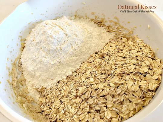 Oatmeal Kisses | Can't Stay Out of the Kitchen | These delightful #oatmeal #cookies have a hint of #cinnamon and a #Hershey'skiss pressed in the center of each one. #dessert #chocolate