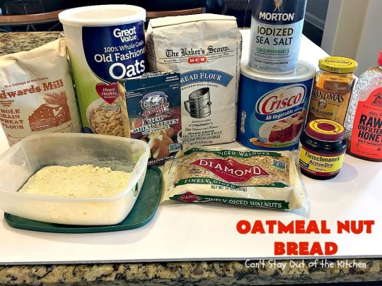 Oatmeal Nut Bread | Can't Stay Out of the Kitchen | this fantastic homemade #bread is made in the #breadmaker so it only takes 5 minutes to prepare! Perfect for #holiday dinners like #MothersDay or #FathersDay. #oatmeal #walnuts