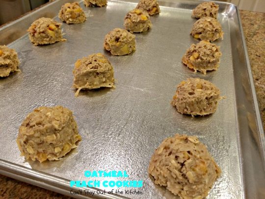 Oatmeal Peach Cookies | Can't Stay Out of the Kitchen | these spectacular #cookies contain #oatmeal, fresh #peaches, #coconut & #pecans. They are absolutely mouthwatering & a terrific #recipe to make during #PeachSeason. #tailgating #dessert #PeachDessert #OatmealCookie #OatmealPeachCookies #LaborDay #LaborDayDessert