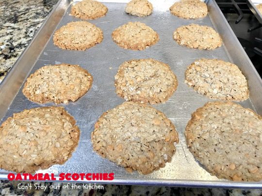 Oatmeal Scotchies | Can't Stay Out of the Kitchen | this vintage #recipe is still the best comfort food if you enjoy #OatmealCookies. These include #ButterscotchChips & #cinnamon. Delightful for #tailgating parties, school lunches, potlucks & backyard BBQs. #Oatmeal #cookies #dessert #OatmealScotchies #ButterscotchDessert