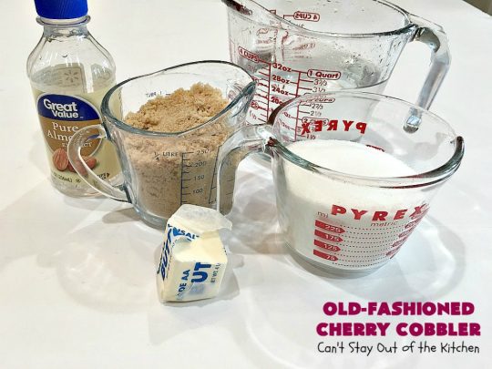 Old-Fashioned Cherry Cobbler | Can't Stay Out of the Kitchen | This spectacular #cherrycobbler #recipe makes it's own #cherry syrup while baking which can be drizzled over top. Absolutely scrumptious #dessert for #LaborDay & other #holidays.