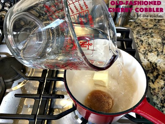 Old-Fashioned Cherry Cobbler | Can't Stay Out of the Kitchen | This spectacular #cherrycobbler #recipe makes it's own #cherry syrup while baking which can be drizzled over top. Absolutely scrumptious #dessert for #LaborDay & other #holidays.