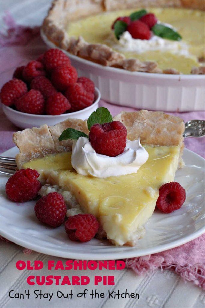 Old Fashioned Custard Pie | Can't Stay Out of the Kitchen | this delicious #pie is so mouthwatering yet easy to make. It makes a great #dessert especially when you need one whipped up in a jiffy. It's always been one of my kid's favorite pie recipes because it's not overly sweet. #CustardPie #MomsCustardPie #OldFashionedCustardPie #EasyCustardPie