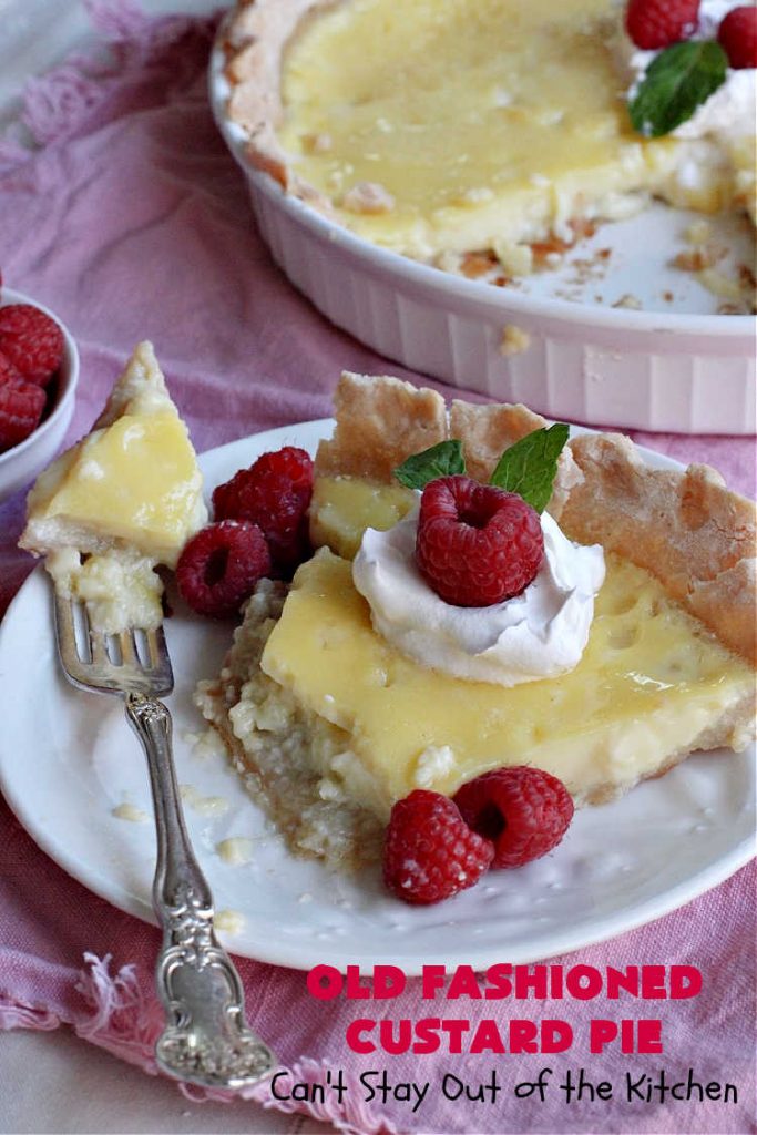 Old Fashioned Custard Pie | Can't Stay Out of the Kitchen | this delicious #pie is so mouthwatering yet easy to make. It makes a great #dessert especially when you need one whipped up in a jiffy. It's always been one of my kid's favorite pie recipes because it's not overly sweet. #CustardPie #MomsCustardPie #OldFashionedCustardPie #EasyCustardPie