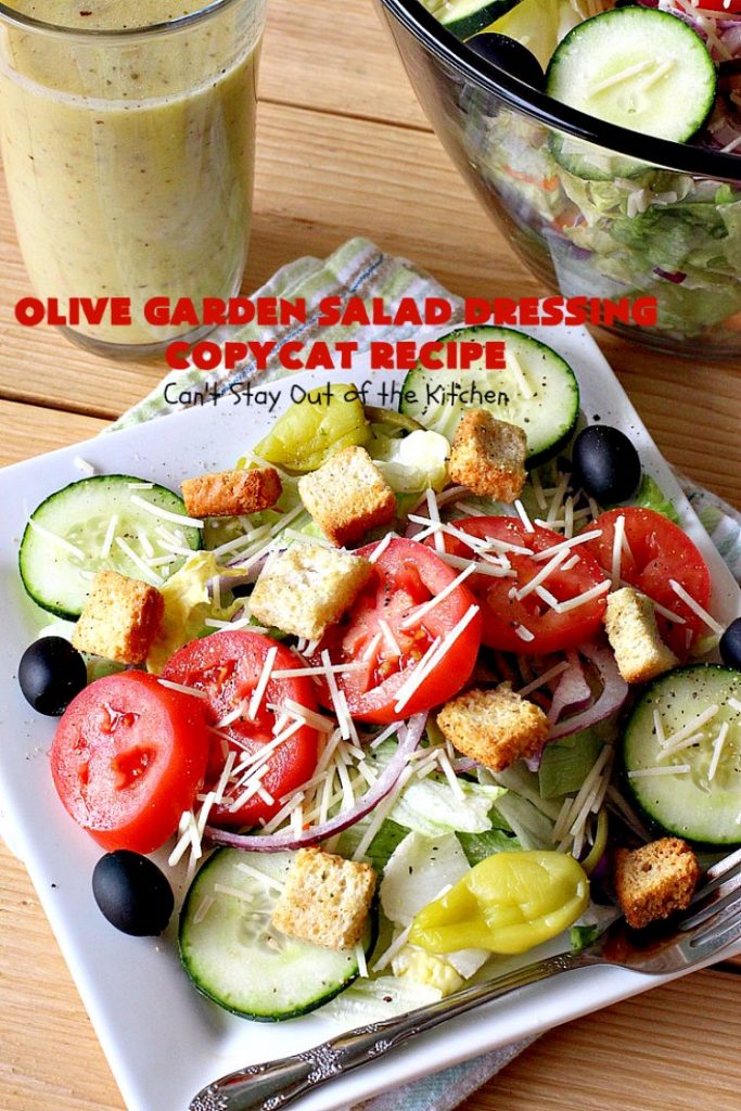 Olive Garden Salad Dressing Copycat Recipe | Can't Stay Out of the Kitchen | this is the BEST #OliveGarden #CopycatRecipe for #SaladDressing I've ever eaten. Absolutely delicious & can be mixed up in about 5 minutes! Wonderful for family, company or #holiday dinners. #salad #OliveGardenSaladDressing #OliveGardenSaladDressingCopycatRecipe