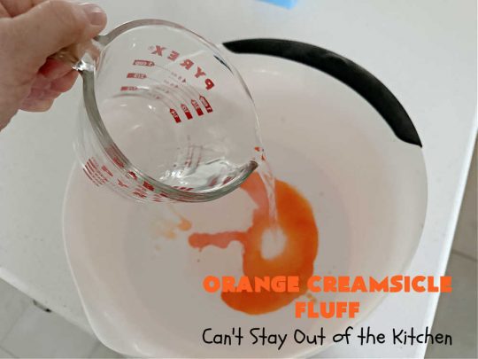 Orange Creamsicle Fluff | Can't Stay Out of the Kitchen | this fluffy #FruitSalad is outrageously good! It's smooth & creamy & tastes like eating #OrangeCreamsicle. #OrangeExtract makes it just pop in flavor. Terrific for company or #holiday dinners like #Easter, #MothersDay or #FathersDay. #pecans #marshmallows #MandarinOranges #MaraschinoCherries #OrangeCreamsicleFluff
