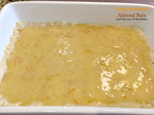 Orange Marmalade Almond Bars | Can't Stay Out of the Kitchen | these amazing bars have a shortbread crust, #orangemarmalade filling & #almonds on top. Great #dessert for #holiday baking. #cookie