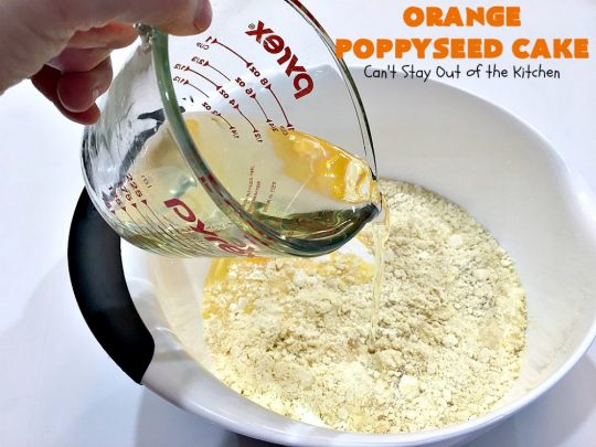 Orange Poppyseed Cake | Can't Stay Out of the Kitchen | this fantastic #cake is so easy & delicious. We serve it for dinner or as a #breakfast #coffeecake. Terrific for company or #holidays like #MothersDay or #FathersDay. #dessert #OrangePoppySeedCake #OrangeCake #OrangeDessert #HolidayDessert #MothersDayDessert #FathersDayDessert