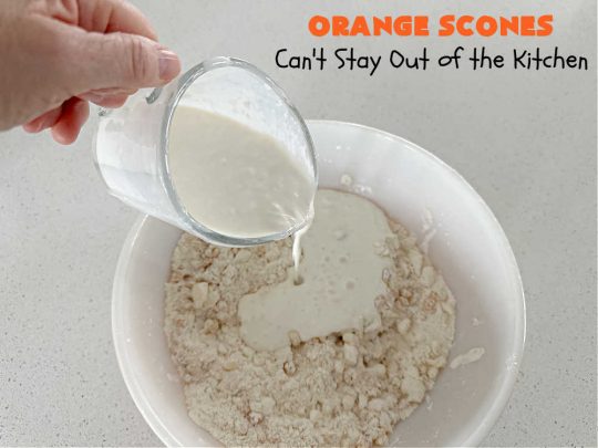 Orange Scones | Can't Stay Out of the Kitchen | these luscious #OrangeScones contain #OrangeJuice & #CandiedOrangePeel in the #scone & more #OJ & #OrangeZest in the icing. They're terrific for #holiday #breakfast or #brunch menus, including #Thanksgiving, #Christmas or #NewYearsDay or any day in between! Softer & sweeter than traditional scones, your family & friends will swoon over these. #orange #HolidayBreakfast #ParadiseFruit
