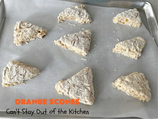 Orange Scones | Can't Stay Out of the Kitchen | these luscious #OrangeScones contain #OrangeJuice & #CandiedOrangePeel in the #scone & more #OJ & #OrangeZest in the icing. They're terrific for #holiday #breakfast or #brunch menus, including #Thanksgiving, #Christmas or #NewYearsDay or any day in between! Softer & sweeter than traditional scones, your family & friends will swoon over these. #orange #HolidayBreakfast #ParadiseFruit
