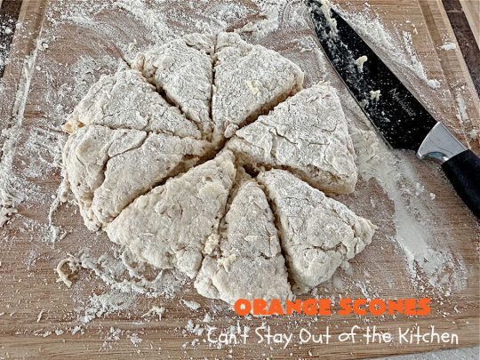 Orange Scones | Can't Stay Out of the Kitchen | these luscious #OrangeScones contain #OrangeJuice & #CandiedOrangePeel in the #scone & more #OJ & #OrangeZest in the icing. They're terrific for #holiday #breakfast or #brunch menus, including #Thanksgiving, #Christmas or #NewYearsDay or any day in between! Softer & sweeter than traditional scones, your family & friends will swoon over these. #orange #HolidayBreakfast #ParadiseFruit
