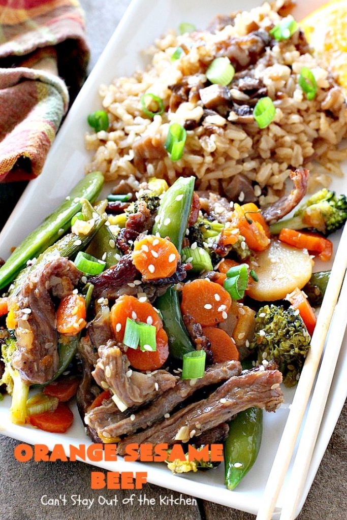 Orange Sesame Beef | Can't Stay Out of the Kitchen | this mouthwatering #Asian #beef entree is made with an amazing #orangemarmalade sauce that's wonderful. It's a quick & easy 30-minute meal making it perfect for weeknights or #holiday or company dinners like #Easter, #MothersDay or #FathersDay. #rice #glutenfree #broccoli