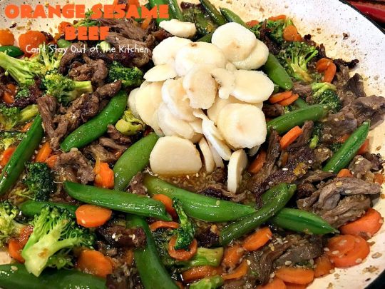 Orange Sesame Beef | Can't Stay Out of the Kitchen | this mouthwatering #Asian #beef entree is made with an amazing #orangemarmalade sauce that's wonderful. It's a quick & easy 30-minute meal making it perfect for weeknights or #holiday or company dinners like #Easter, #MothersDay or #FathersDay. #rice #glutenfree #broccoli