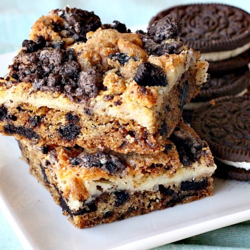 Oreo Cheesecake Brownies | Can't Stay Out of the Kitchen | these #brownies are divine! They have a scrumptious #cheesecake layer along with #Oreo #cookie dough. Amazing. #chocolate #dessert