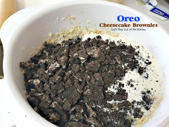 Oreo Cheesecake Brownies | Can't Stay Out of the Kitchen | these #brownies are divine! They have a scrumptious #cheesecake layer along with #Oreo #cookie dough. Amazing. #chocolate #dessert