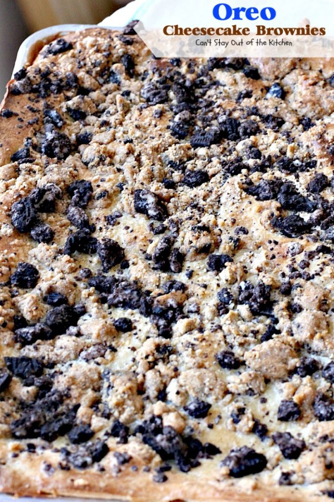 Oreo Cheesecake Brownies | Can't Stay Out of the Kitchen | these #brownies are divine! They have a scrumptious #cheesecake layer along with #Oreo #cookie dough. Amazing. #chocolate #dessert