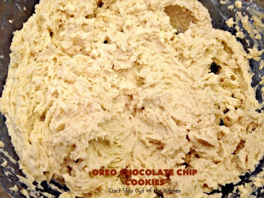Oreo Chocolate Chip Cookies | Can't Stay Out of the Kitchen | these outrageous #cookies are insanely good. If you need a #chocolate fix, this is the #dessert to try! Great for #tailgating, potlucks & #holiday parties, too. #Oreos #ChocolateDessert #OreoDessert #ChocolateChips #OreoChocolateChipCookies