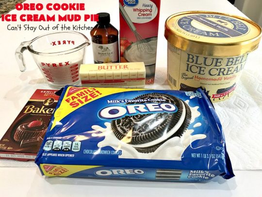 Oreo Cookie Ice Cream Mud Pie | Can't Stay Out of the Kitchen | this amazing #dessert is made with #OreoCookies, vanilla #IceCream & has a #ChocolateSauce over top. It's sensational for any special occasion or company dessert. #OreoDessert #ChocolateDessert #IceCreamDessert #OreoCookieIceCreamMudPie