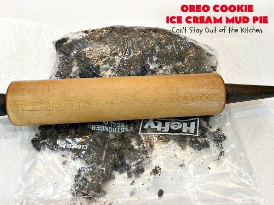 Oreo Cookie Ice Cream Mud Pie | Can't Stay Out of the Kitchen | this amazing #dessert is made with #OreoCookies, vanilla #IceCream & has a #ChocolateSauce over top. It's sensational for any special occasion or company dessert. #OreoDessert #ChocolateDessert #IceCreamDessert #OreoCookieIceCreamMudPie