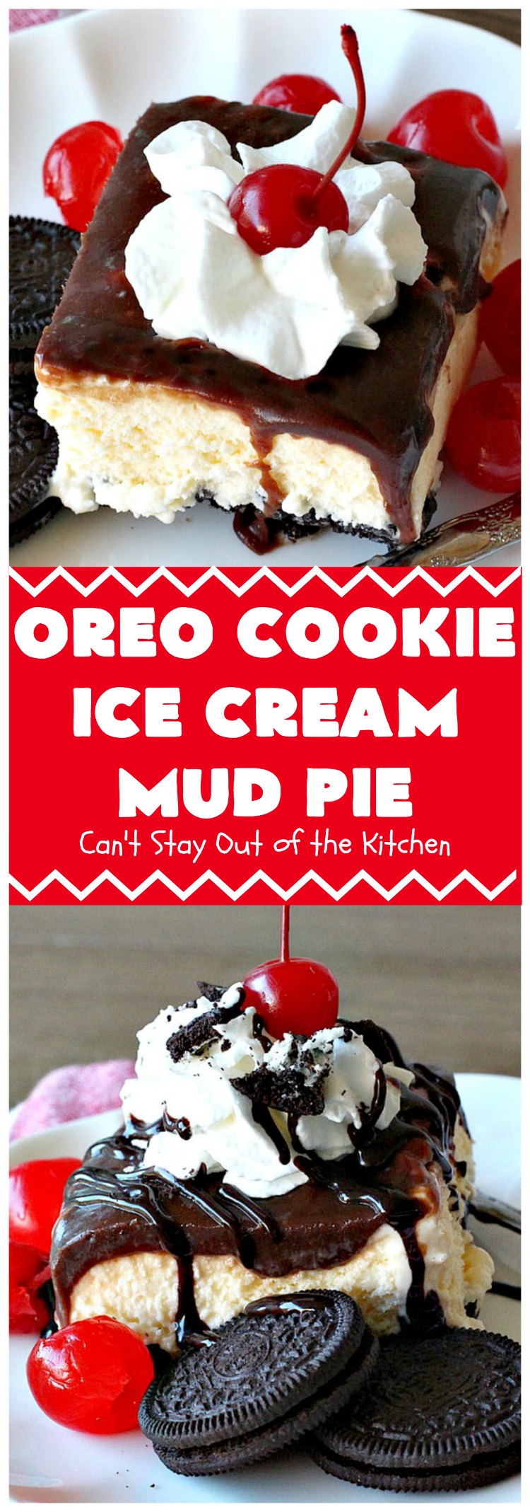 Oreo Cookie Ice Cream Mud Pie | Can't Stay Out of the Kitchen | this amazing #dessert is made with #OreoCookies, vanilla #IceCream & has a #ChocolateSauce over top. It's sensational for any special occasion or company dessert. #OreoDessert #ChocolateDessert #IceCreamDessert #OreoCookieIceCreamMudPie