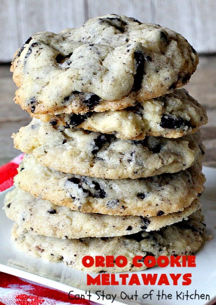 Oreo Cookie Meltaways | Can't Stay Out of the Kitchen | these over-the-top #cookies simply dissolve in your mouth! They're rich, decadent, chocolaty and so enjoyable! If you like #Oreos, you'll love them in this #dessert. #chocolate #OreoDessert #ChocolateDessert #ChristmasCookieExchange #tailgating