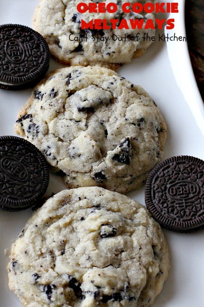 Oreo Cookie Meltaways | Can't Stay Out of the Kitchen | these over-the-top #cookies simply dissolve in your mouth! They're rich, decadent, chocolaty and so enjoyable! If you like #Oreos, you'll love them in this #dessert. #chocolate #OreoDessert #ChocolateDessert #ChristmasCookieExchange #tailgating