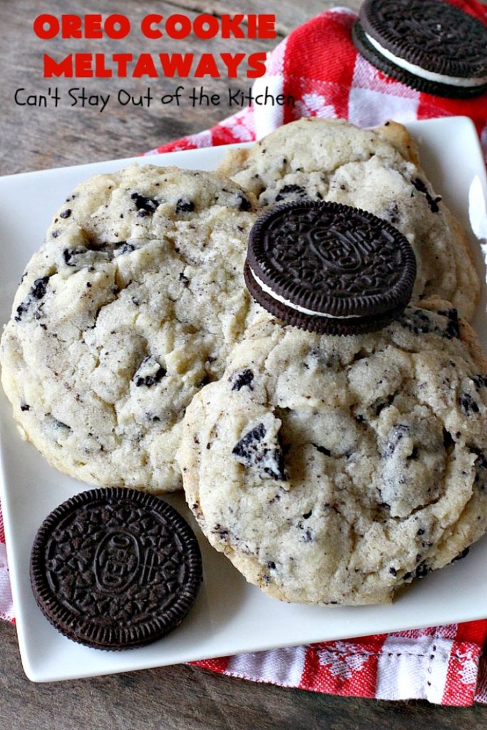 Oreo Cookie Meltaways | Can't Stay Out of the Kitchen | these over-the-top #cookies simply dissolve in your mouth! They're rich, decadent, chocolaty and so enjoyable! If you like #Oreos, you'll love them in this #dessert. #chocolate #OreoDessert #ChocolateDessert #ChristmasCookieExchange #tailgating