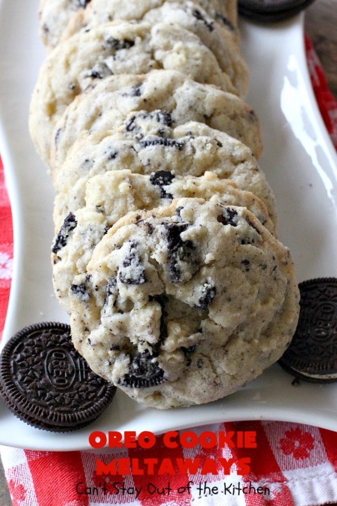 Oreo Cookie Meltaways | Can't Stay Out of the Kitchen | these over-the-top #cookies simply dissolve in your mouth! They're rich, decadent, chocolaty and so enjoyable! If you like #Oreos, you'll love them in this #dessert. #chocolate #OreoDessert #ChocolateDessert #ChristmasCookieExchange #tailgating
