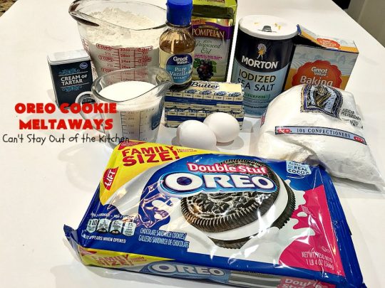 Oreo Cookie Meltaways | Can't Stay Out of the Kitchen | these over-the-top #cookies simply dissolve in your mouth! They're rich, decadent, chocolaty and so enjoyable! If you like #Oreos, you'll love them in this #dessert. #chocolate #OreoDessert #ChocolateDessert #ChristmasCookieExchange #tailgating