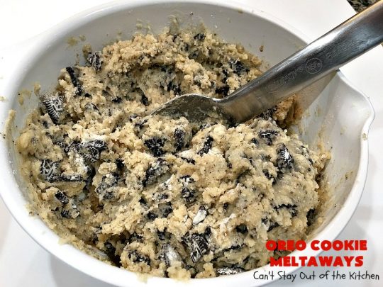Oreo Cookie Meltaways | Can't Stay Out of the Kitchen | these over-the-top #cookies simply dissolve in your mouth! They're rich, decadent, chocolaty and so enjoyable! If you like #Oreos, you'll love them in this #dessert. #chocolate #OreoDessert #ChocolateDessert #ChristmasCookieExchange #tailgating