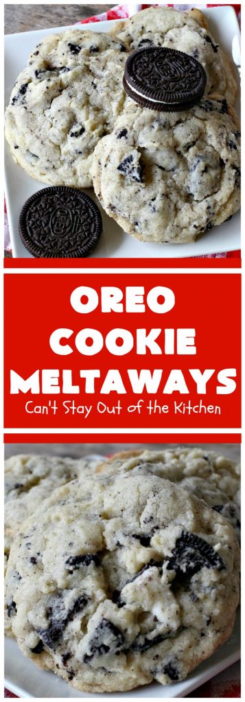 Oreo Cookie Meltaways | Can't Stay Out of the Kitchen | these over-the-top #cookies simply dissolve in your mouth! They're rich, decadent, chocolaty and so enjoyable! If you like #Oreos, you'll love them in this #dessert. #chocolate #OreoDessert #ChocolateDessert #ChristmasCookieExchange #tailgating