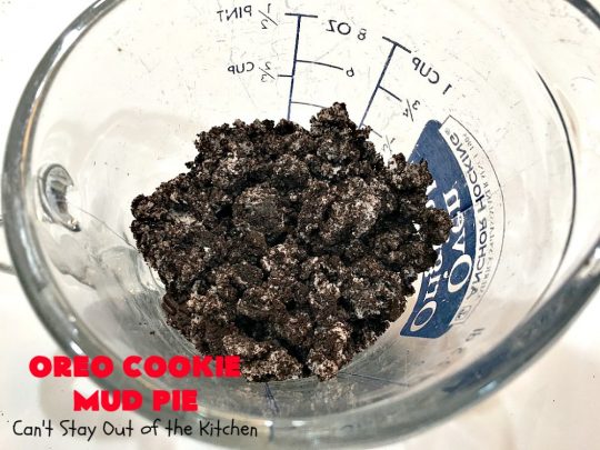 Oreo Cookie Mud Pie | Can't Stay Out of the Kitchen | this spectacular layered #dessert has an #Oreo crust, a #cheesecake layer, a #chocolate #pudding layer, and a #CoolWhip layer with #maraschinocherries. This amazing dessert is always raved over whenever I make it! #chocolatedessert #OreoDessert