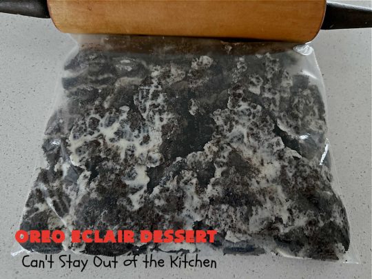 Oreo Éclair Dessert | Can't Stay Out of the Kitchen | This is the ultimate in a luscious, drool-worthy #dessert. It tastes like eating #Éclairs with #Oreos in them yet uses only 6 ingredients! It's topped with a delightful #CreamCheese icing that increases the flavor even more. Top with more #OreoCookies & #MaraschinoCherries for a festive & beautiful company or HolidayDessert that everyone will swoon over! #OreoÉclairDessert