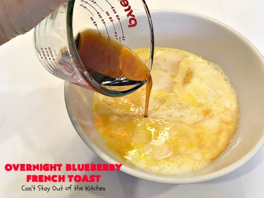 Overnight Blueberry French Toast | Can't Stay Out of the Kitchen | this amazing #FrenchToast is the most awesome decadent #breakfast #casserole you'll ever eat. It's loaded with #blueberries & cream cheese & served with homemade #blueberry sauce. Perfect for #MothersDay, #FathersDay or other #holiday breakfasts.