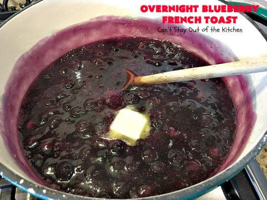 Overnight Blueberry French Toast | Can't Stay Out of the Kitchen | this amazing #FrenchToast is the most awesome decadent #breakfast #casserole you'll ever eat. It's loaded with #blueberries & cream cheese & served with homemade #blueberry sauce. Perfect for #MothersDay, #FathersDay or other #holiday breakfasts.