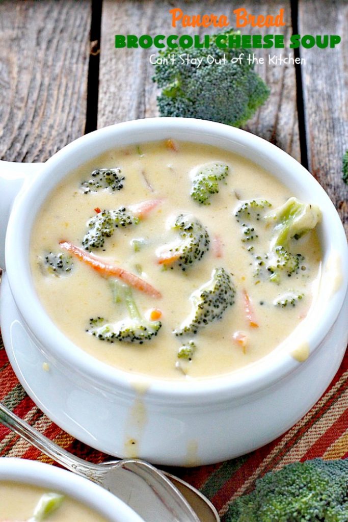 Panera Bread Broccoli Cheese Soup | Can't Stay Out of the Kitchen | this #copycat recipe is spectacular. This is the best #broccoli #cheese #soup I've ever tasted. So easy, too--only takes about 30 minutes! #panerabread #glutenfree