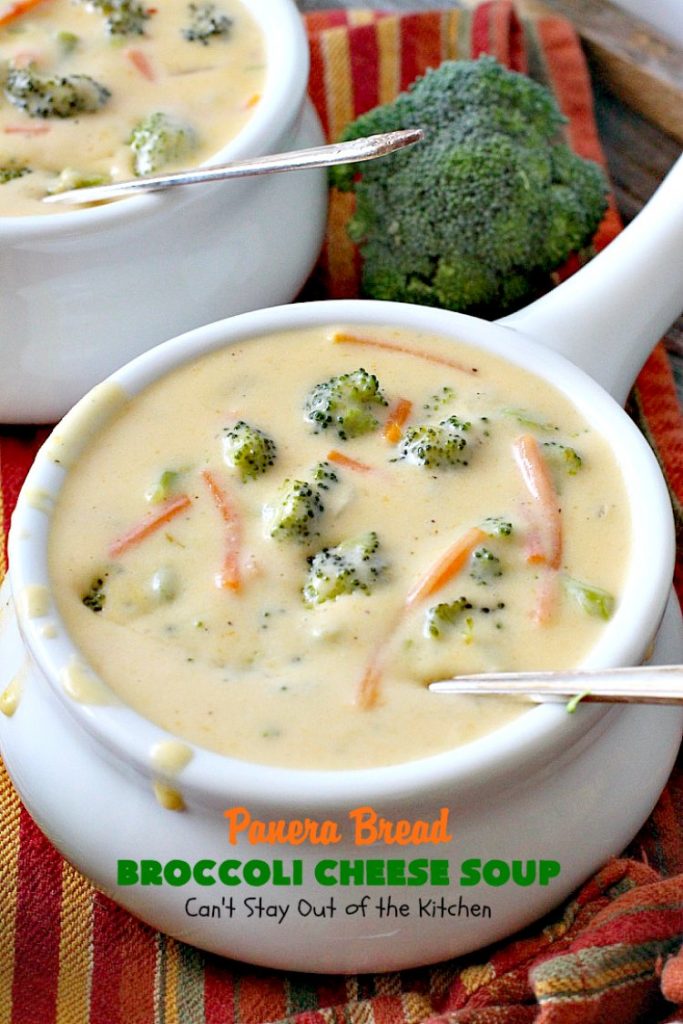 Panera Bread Broccoli Cheese Soup | Can't Stay Out of the Kitchen | this #copycat recipe is spectacular. This is the best #broccoli #cheese #soup I've ever tasted. So easy, too--only takes about 30 minutes! #panerabread #glutenfree