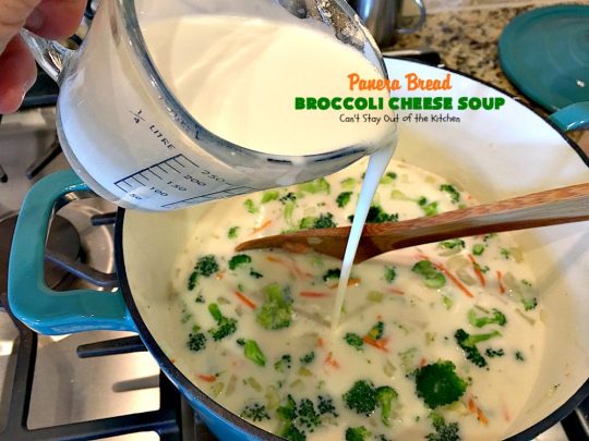 Panera Bread Broccoli Cheese Soup | Can't Stay Out of the Kitchen | this #copycat recipe is spectacular. This is the best #broccoli #cheese #soup I've ever tasted. So easy, too--only takes about 30 minutes! #panerabread #glutenfree