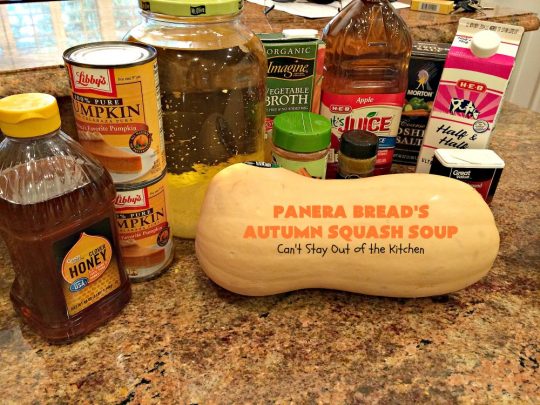 Panera Bread's Autumn Squash Soup | Can't Stay Out of the Kitchen | This awesome #soup is a terrific #copycat #recipe of #PaneraBread's version. This #glutenfree version can easily be made #vegan. #pumpkin #butternutsquash