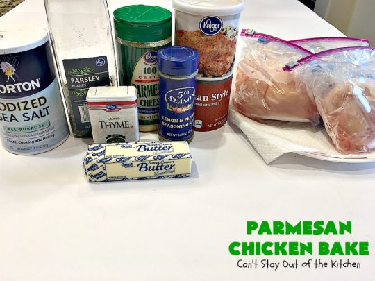 Parmesan Chicken Bake | Can't Stay Out of the Kitchen | this is by far my favorite #chicken entree. It can be oven ready in 5 minutes so it's incredibly quick & easy. It's terrific for company or #holiday dinners like #Easter, #MothersDay or #FathersDay too. We love this #recipe. #parmesancheese