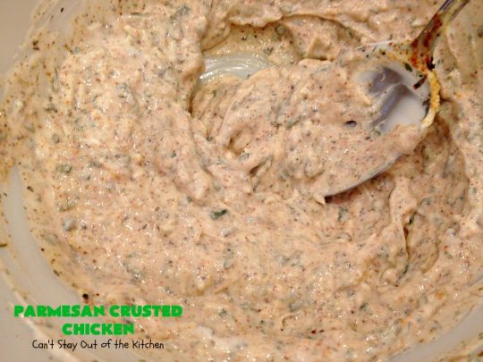 Parmesan Crusted Chicken | Can't Stay Out of the Kitchen | this amazing #chicken entree is flavored with a #parmesancheese & #GreekYogurt coating & seasoned to perfection. The chicken is then dredged in #breadcrumbs or #panko crumbs. 