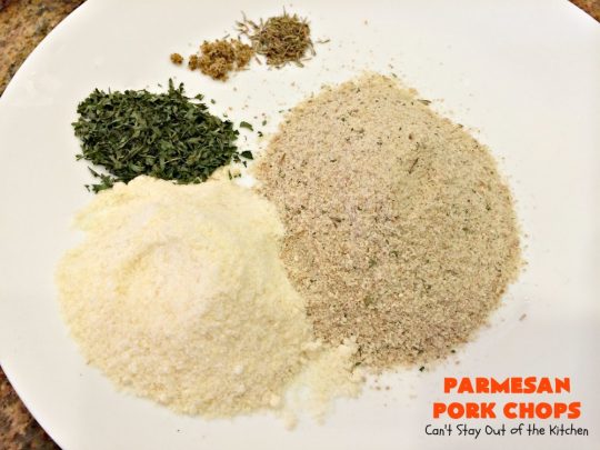 Parmesan Pork Chops | Can't Stay Out of the Kitchen | this easy 6-ingredient #porkchop dish can be oven ready in 5 minutes! The coating is absolutely mouthwatering. It's terrific for company or #holiday meals like #MothersDay or #FathersDay. #pork